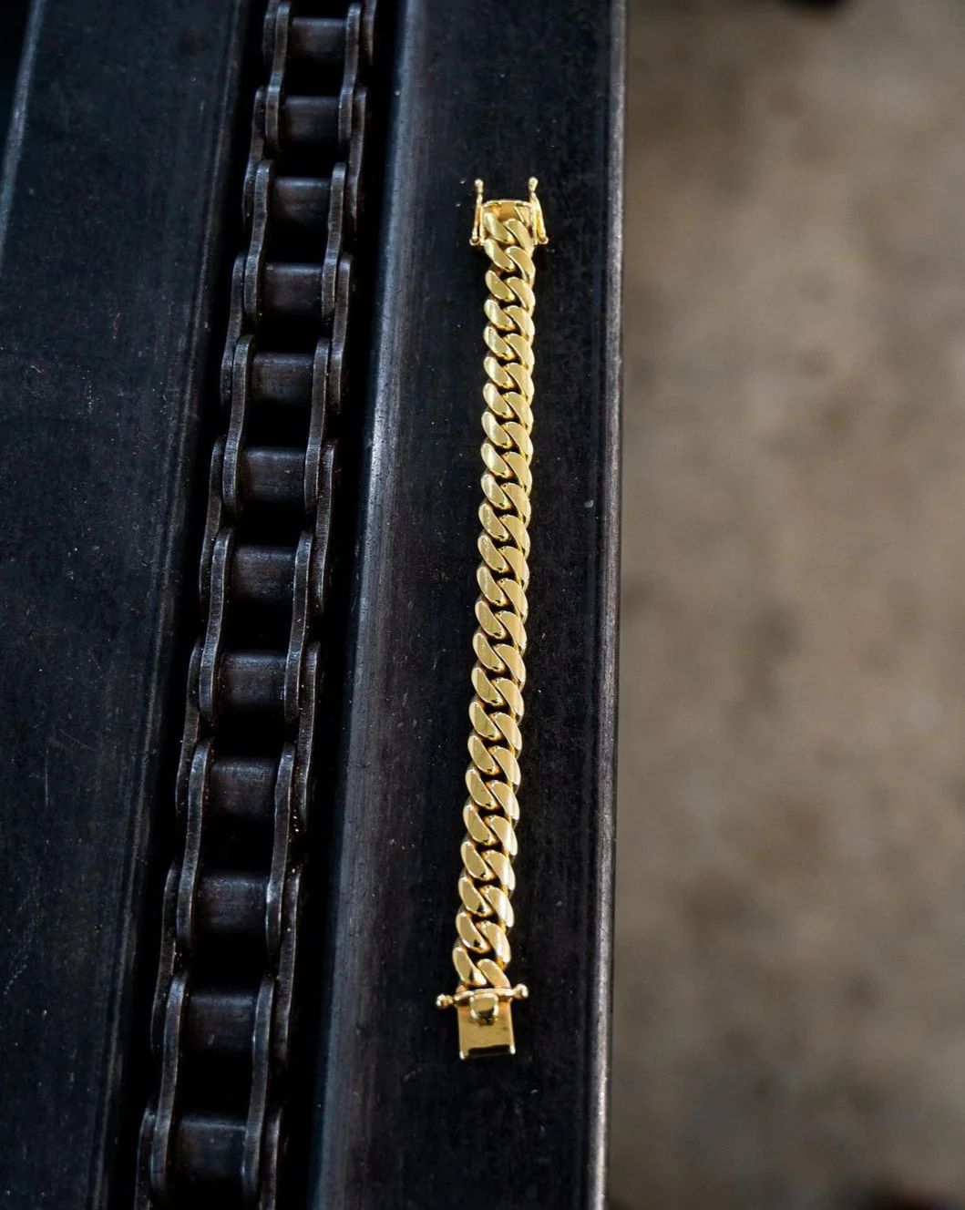 Gold Micron Plated Cuban link Silver bracelet