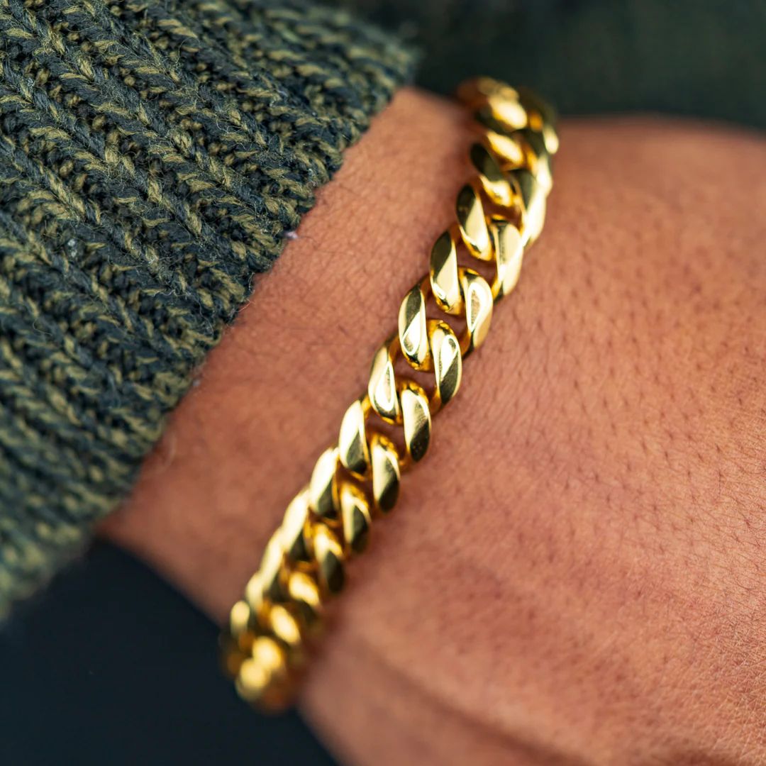 Gold Micron Plated Cuban link Silver bracelet