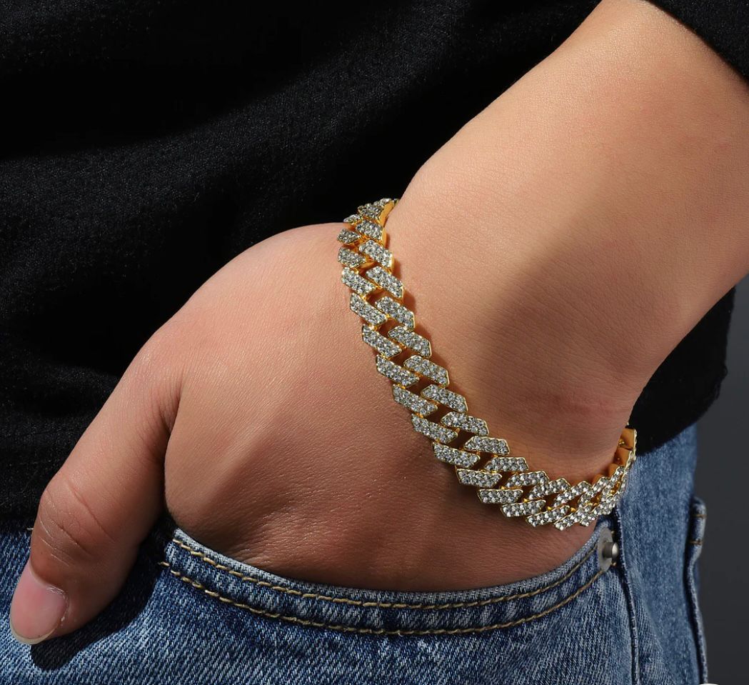 Golden ice cuban bracelet